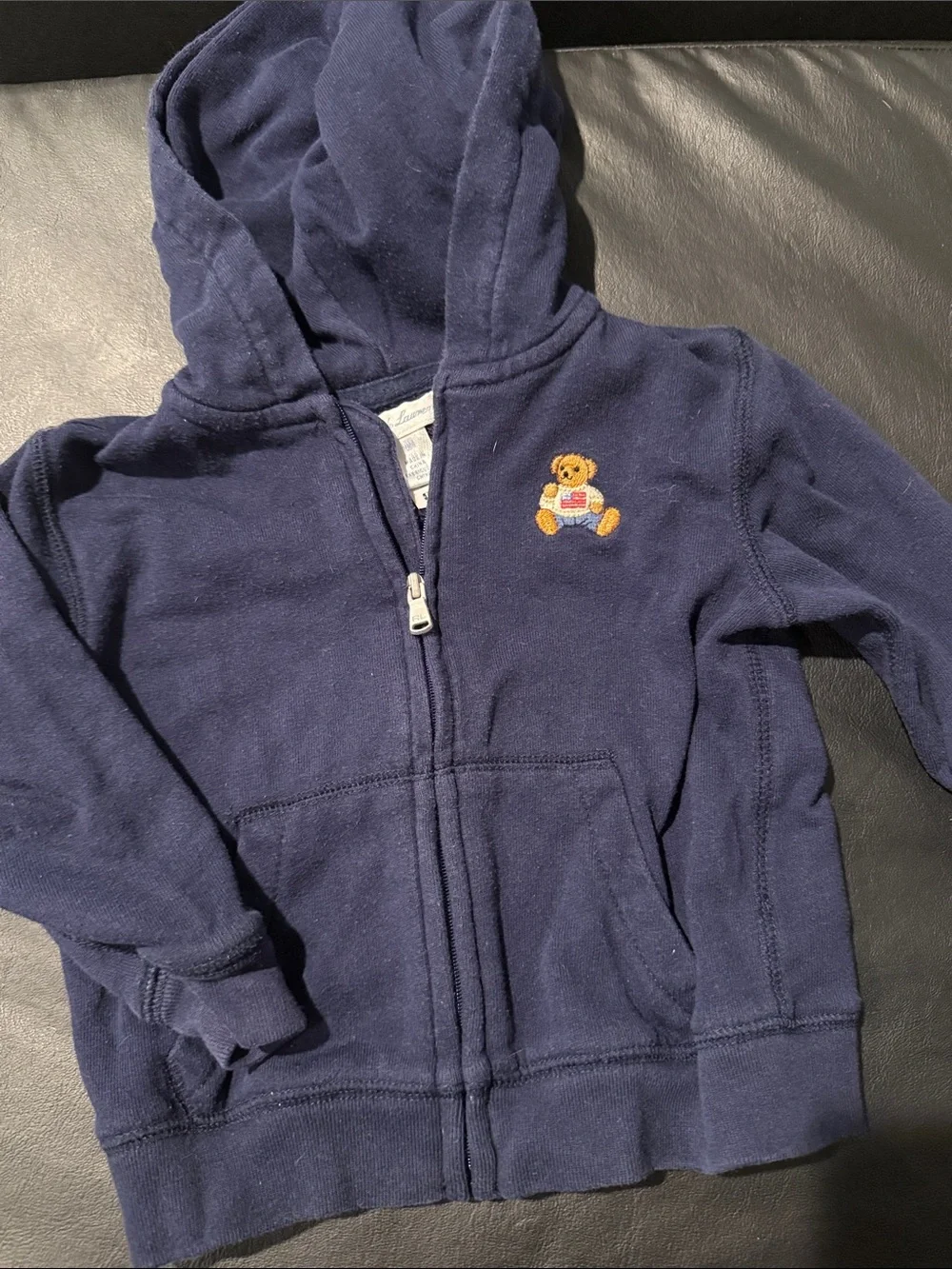 2 piece lot Ralph Lauren Baby Navy Hoodie & Blue Plaid Button-Up Shirt Set 18M